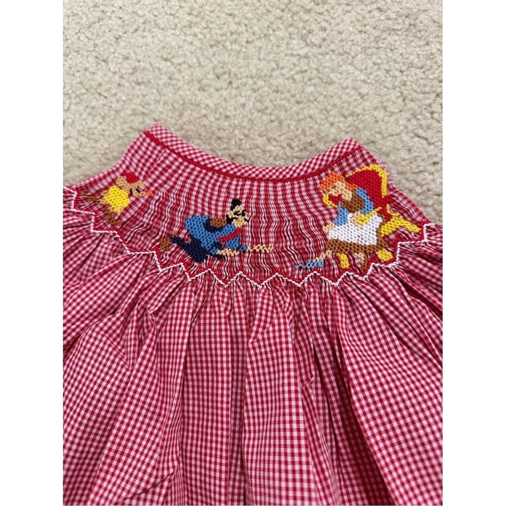 Smocked Cinderella Red‎ Gingham Dress 3m Disney - Picture 3 of 5